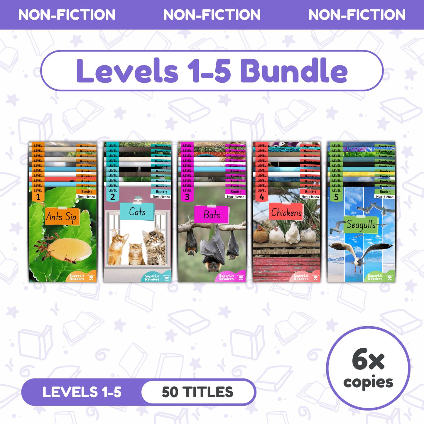 SuperLit Phonics Decodable Readers Non-Fiction Levels 1-5 Six Sets