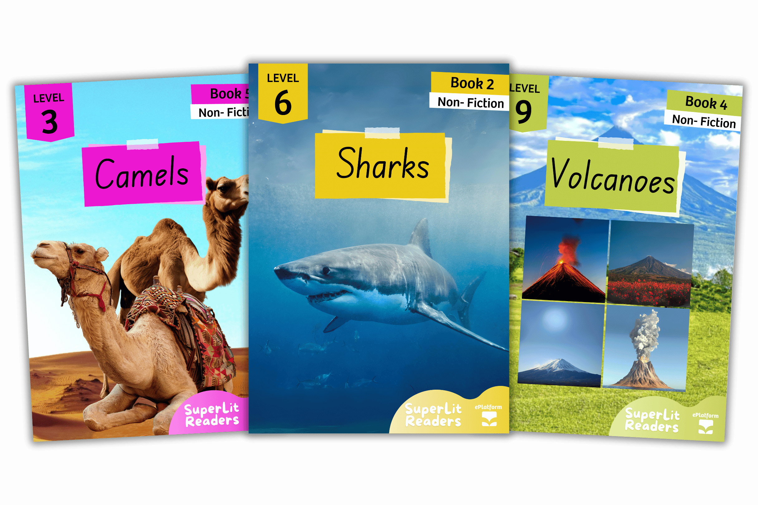 Three Non-Fiction Decodable Reader book covers
