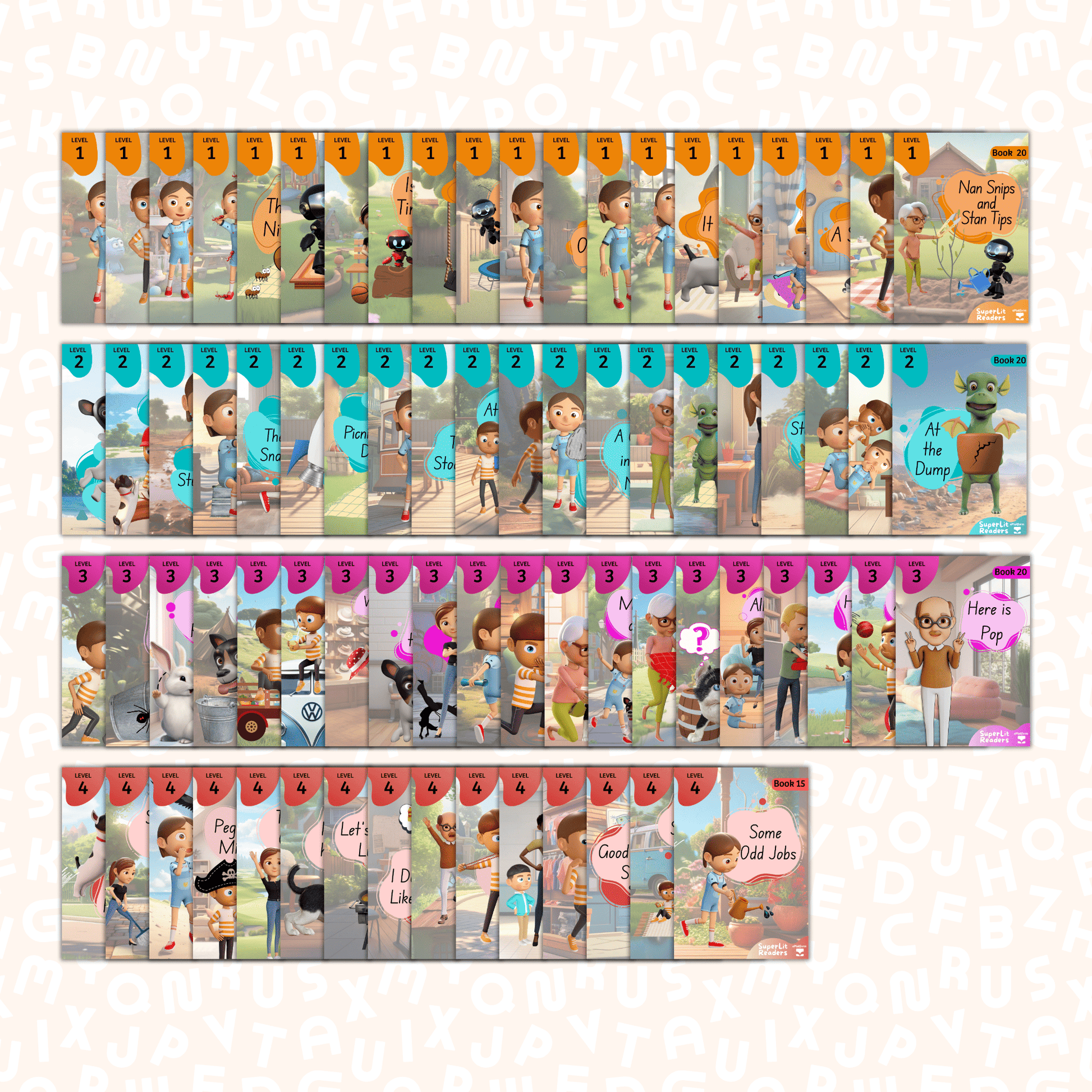 SuperLit Phonics Decodable Readers - Fiction Levels 1-4 Book Covers