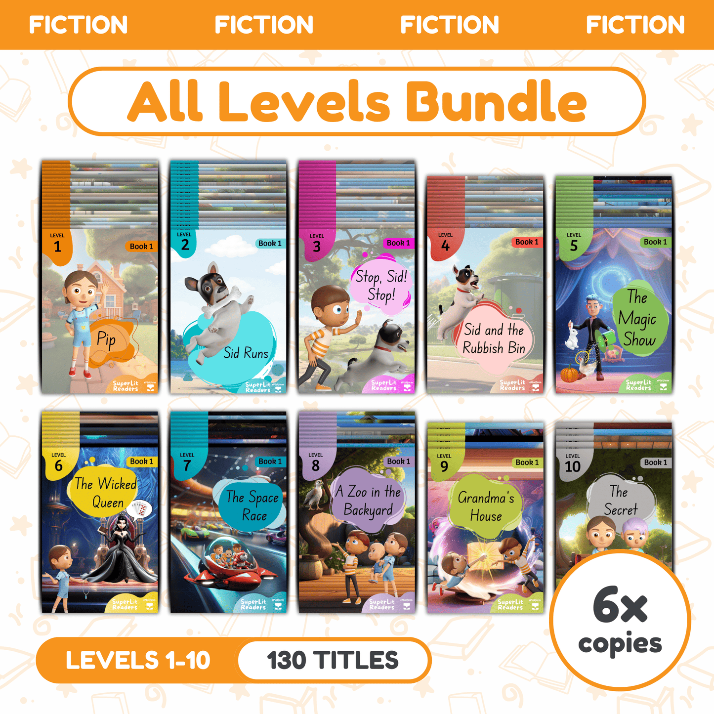 SuperLit Phonics Decodable Readers Fiction All Levels Six Sets