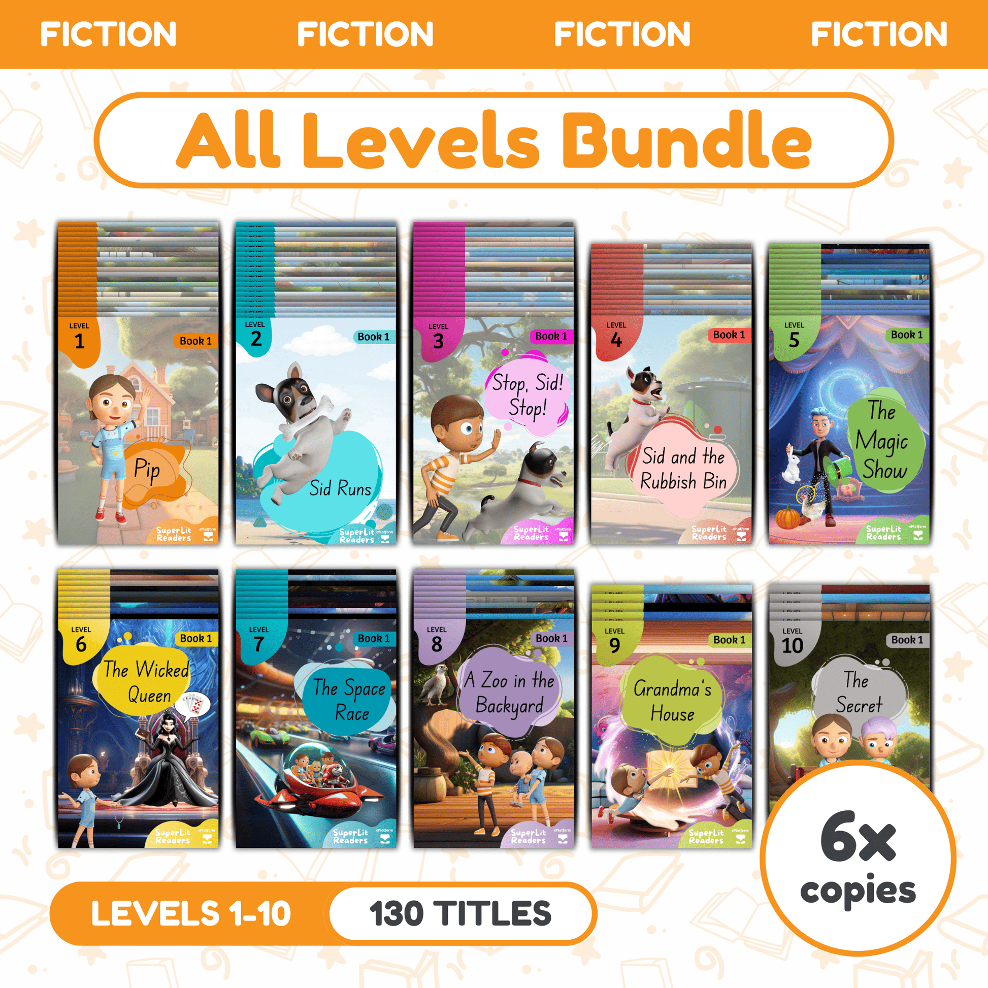 SuperLit Phonics Decodable Readers Fiction All Levels Six Sets