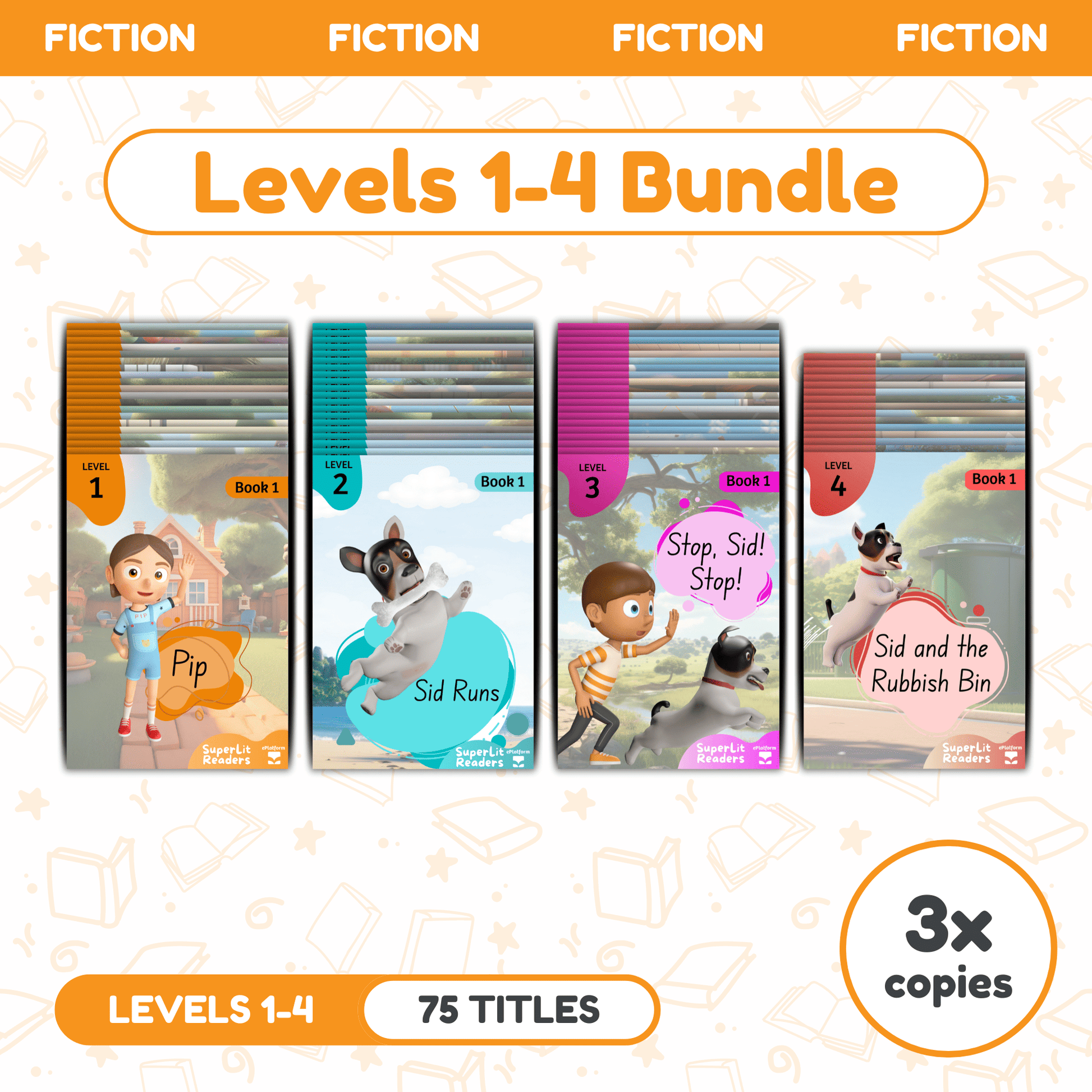 SuperLit Phonics Decodable Readers Fiction Levels 1-4 Three Sets