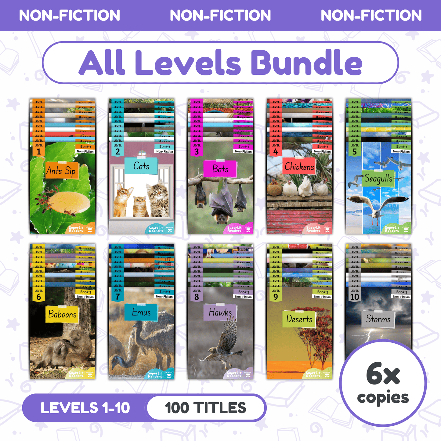 SuperLit Phonics Decodable Readers Non-Fiction All Levels Six Sets